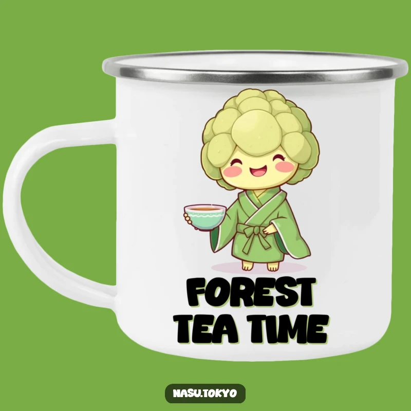 Funny Broccoli Kimono Enamel Camping Mug - Healthy Sips Outdoors!