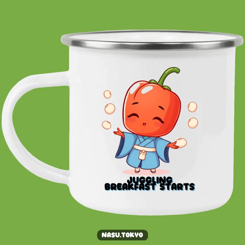 Funny Red Pepper Kimono Camping Mug - Hilarious Juggling Veggie Outdoor Gift!