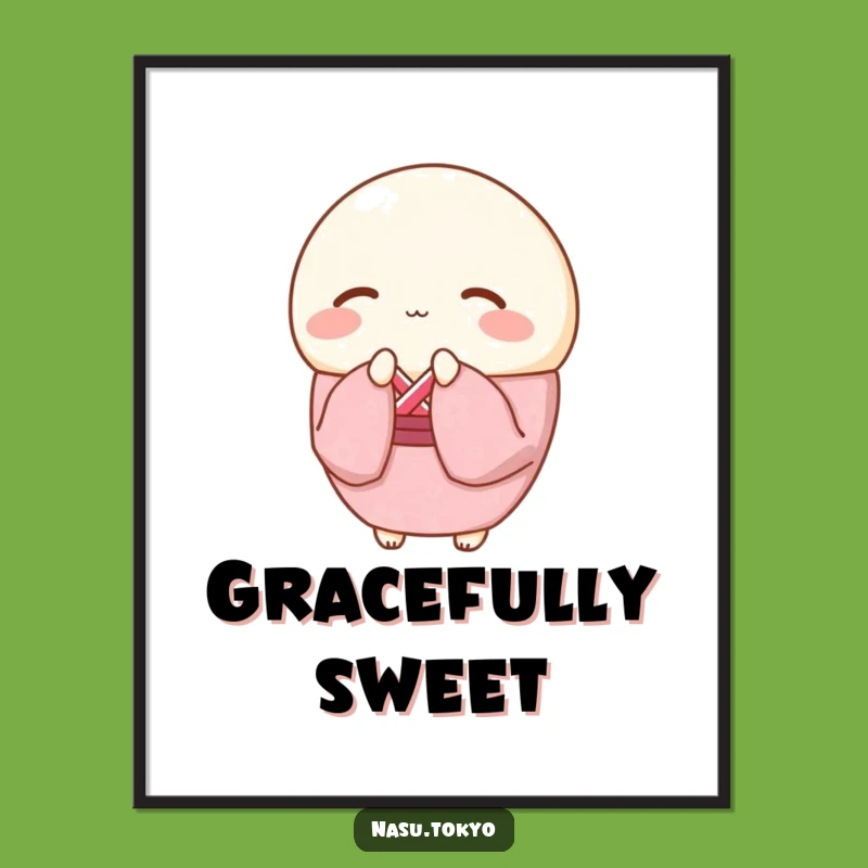 Funny Mochi Kimono Poster - Elegant Art with a Cheerful Nod!