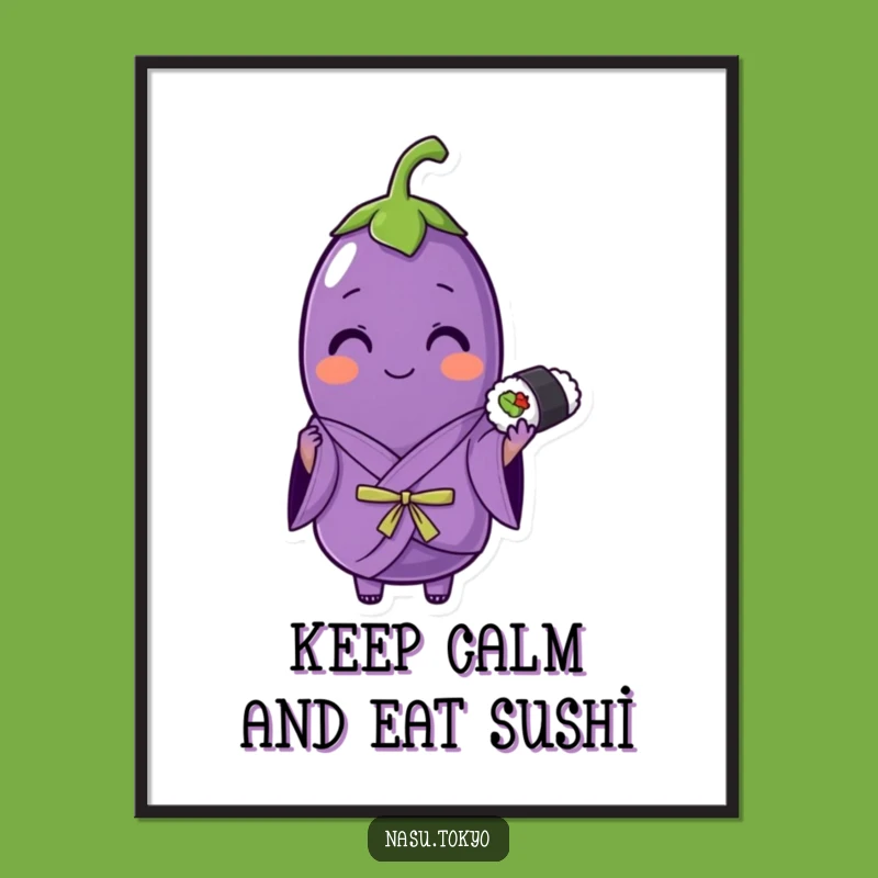 Funny Free Printable Wall Art: Eggplant Sushi Chef Downloadable Art