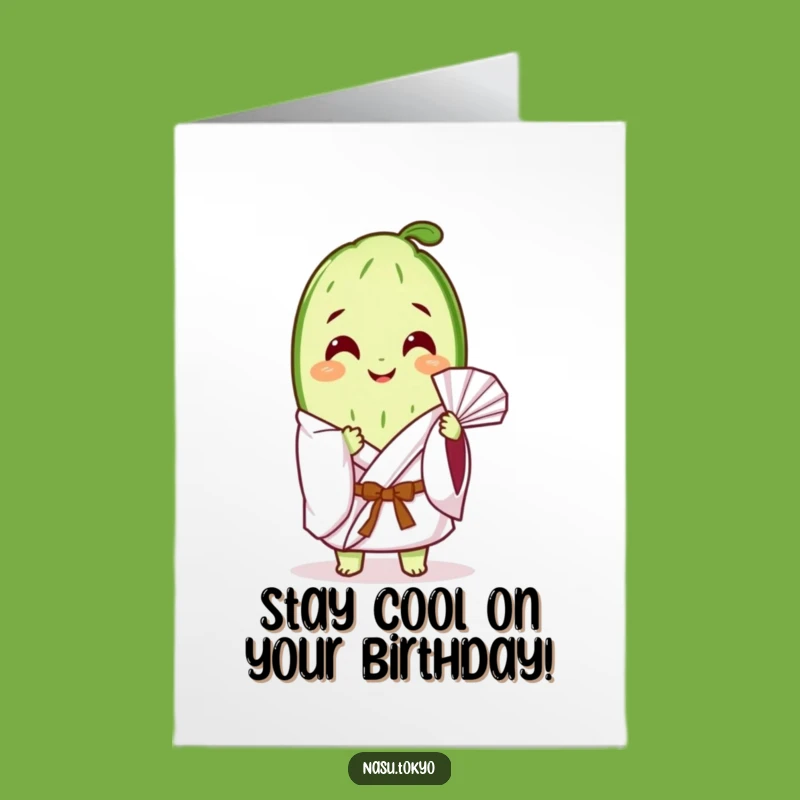 Free Printable Birthday Card: Relaxed Cucumber Slice, Chill Downloadable Funny Gift
