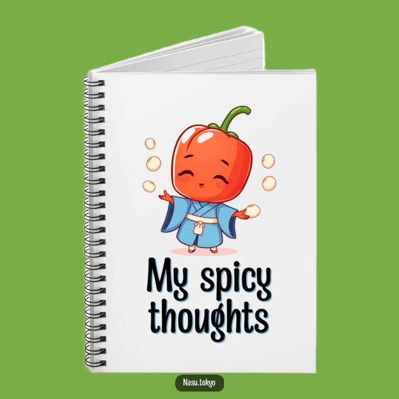 Funny Red Pepper Kimono Notebook - Hilarious Juggling Veggie Journal Gift!